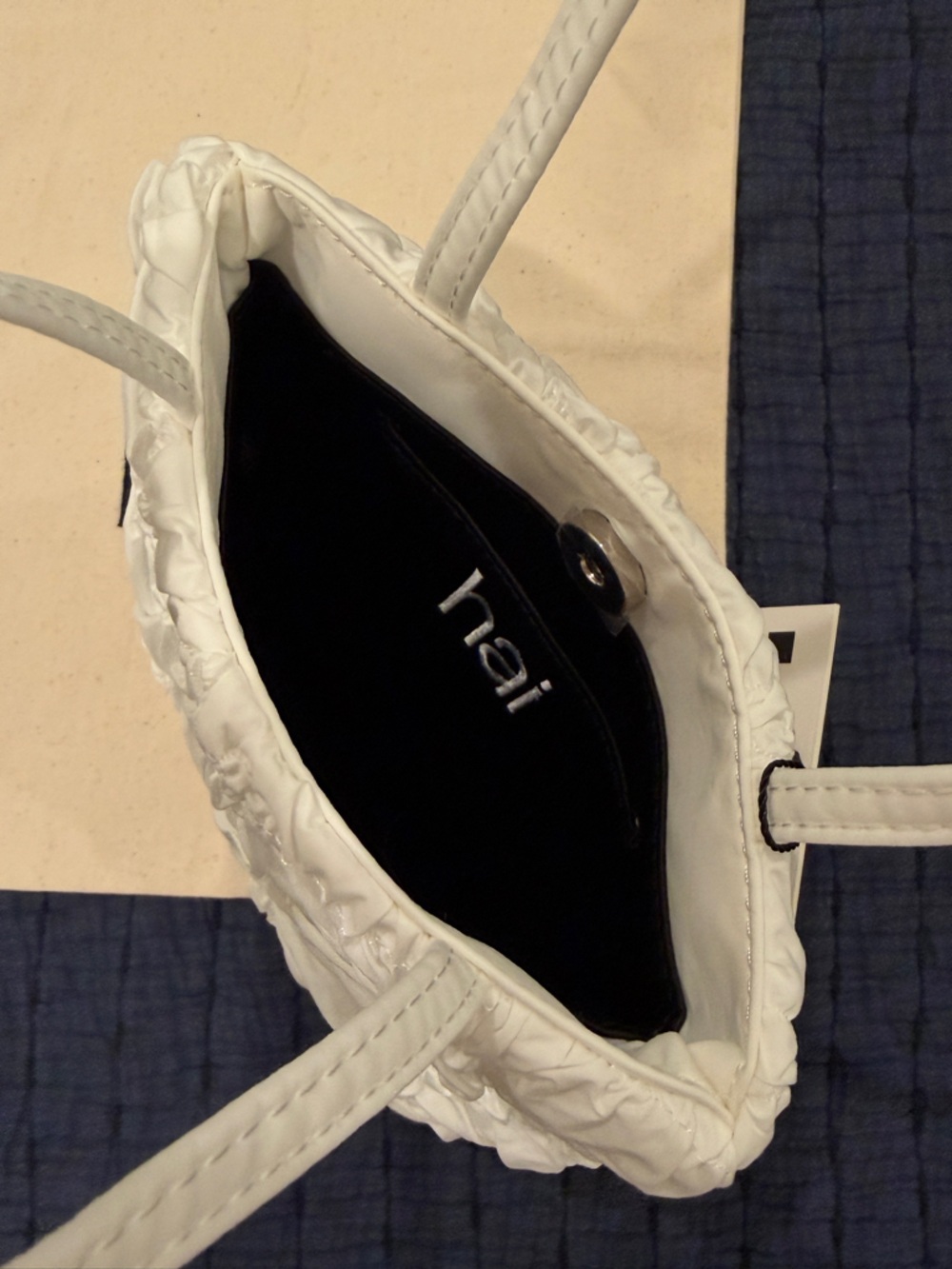 White Ruched Mini Handbag - Picture 4 of 4